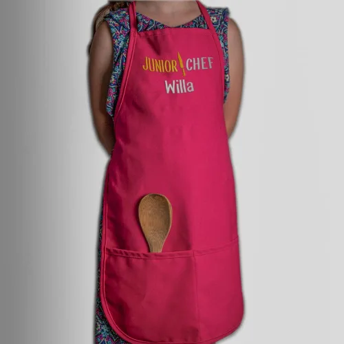 Miniatura 3 de Delantal personalizado bordado Junior Chef Kids Delantal Juego de blanco.
