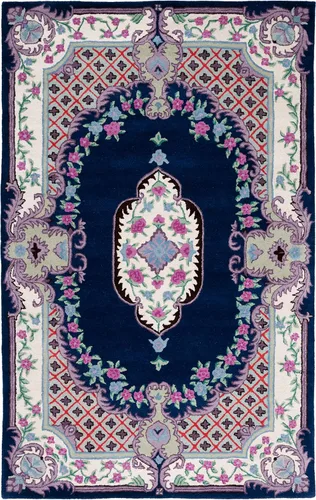 Miniatura 29 de SAFAVIEH Bellagio Collection - Alfombra decorativa de 2 x 3 pies, azul y rosa, hecha a mano de lana de medallón, ideal para zonas de alto tráfico