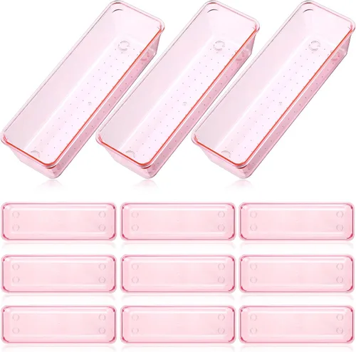 Miniatura 8 de Maitys 12 piezas organizador de cajones de tocador 9 x 3 x 2 pulgadas, organizadores de utensilios de plástico transparente para cajones de cocina