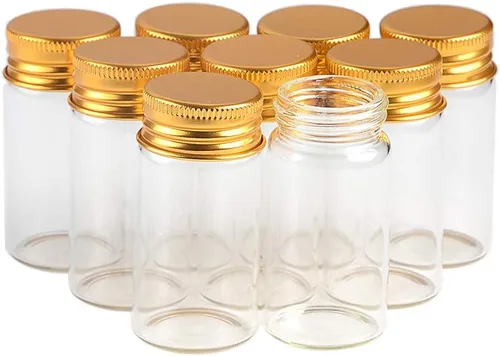 Miniatura 15 de Tarros de vidrio transparente de 1.4 fl oz con tapa de rosca de aluminio, botellas vacías tapas doradas, botellas de vidrio 12