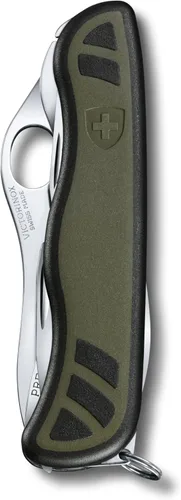 Miniatura 2 de Victorinox - Cuchillo suizo para soldado 08, 10 funciones, color oliva/negro Large one-handed lock blade with wavy edge, wood saw, screwdrivers