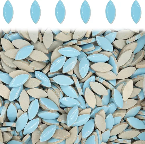Miniatura 8 de Azulejos de mosaico azul claro, forma de gotas de lluvia, mosaico para manualidades a granel, 50 piezas de forma de lágrima, mosaico, azulejos