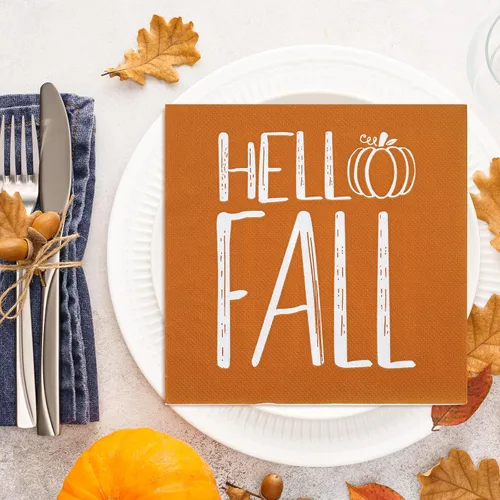 Miniatura 5 de AnyDesign Paquete de 80 servilletas de papel con diseño de calabaza naranja y calabaza, desechables, servilletas decorativas de otoño para postre