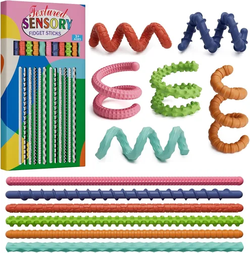 Miniatura 8 de Juguetes sensoriales antiestrés para niños y adultos, 6 unidades de palos flexibles para aliviar el estrés y la ansiedad autista, TDAH, calma, Arco