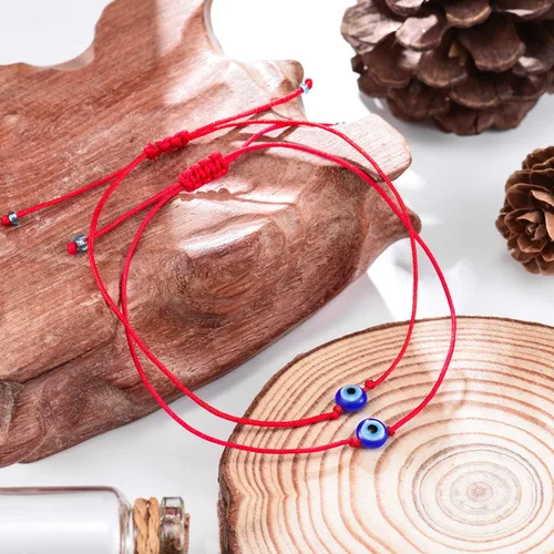 Miniatura 2 de Shonyin Juego de pulseras de mal de ojo hecho a mano con tarjeta pulsera de cuerda roja amuleto de la suerte para mujeres hombres familiares y amigos