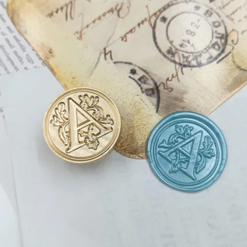 Miniatura 3 de Sello clásico de cera para sellar varios alfabetos, cabeza de latón, mango de madera, sellos para tarjetas, sobres, regalo (sello, letra A)