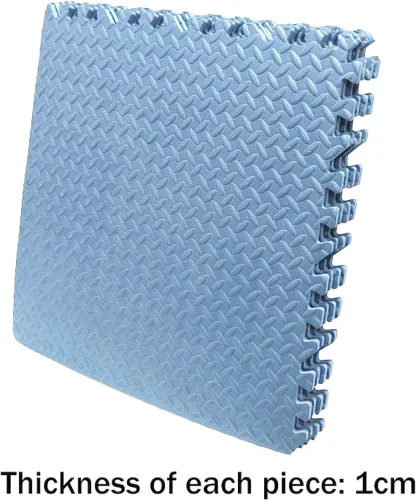 Miniatura 6 de SkyBlue 12 X (24 pies cuadrados) Alfombrilla de piso de gimnasio de 24 x 24 pulgadas de espuma EVA entrelazada para ejercicio de fitness, Celeste