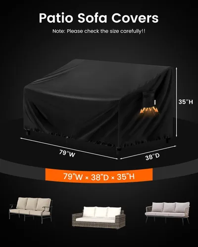 Miniatura 7 de FORSPARK Funda para sofá de patio, impermeable, resistente a los rayos UV, protector de sofá para exteriores, 79 pulgadas de ancho x 38 pulgadas