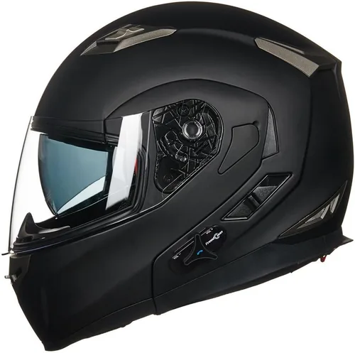 Miniatura 18 de ILM - Casco de motocicleta modular con visera solar abatible, Bluetooth integrado, intercomunicador, Mp3 Modelo 953/953 PRO Rojo