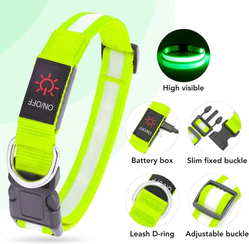 Miniatura 4 de Collar LED para Perros Vizpet, Collar para Perros Luminoso Ajustable Recargable por USB Super Brillante Luz de Seguridad Collares Brillantes