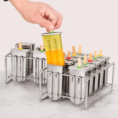 Miniatura 8 de Molde de paletas de acero inoxidable 304 con soporte de paletas de acero inoxidable, base de bastidor, molde para paletas de hielo, moldes