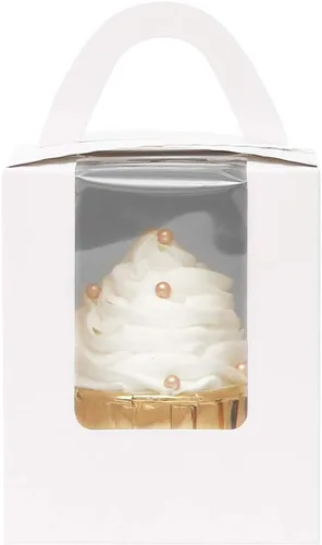 Miniatura 17 de qiqee Cajas individuales de cupcakes de Navidad, 50 unidades, cajas de magdalenas individuales con ventana 3.7 "3.7" x 4.5 " caja de magdalenas