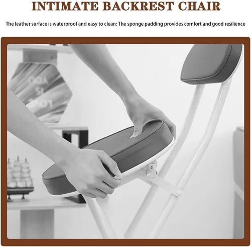 Miniatura 6 de 2-Pack Simple Bar Height Folding Chairs, Casual Wrought Iron Back Chairs, X-Frame Structure(Brown Color)