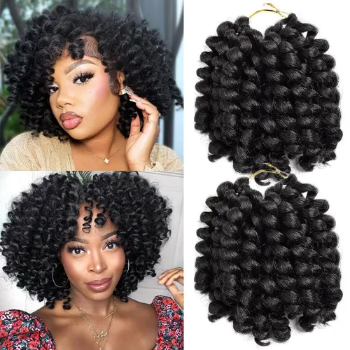 Trenzas de ganchillo 2X Ringlet Jumbo Wand Curl 3 unids/lote 8 pulgadas 20 raíces Jamaicana Rizo en espiral trenzado trenzado sintético senegalés 1b