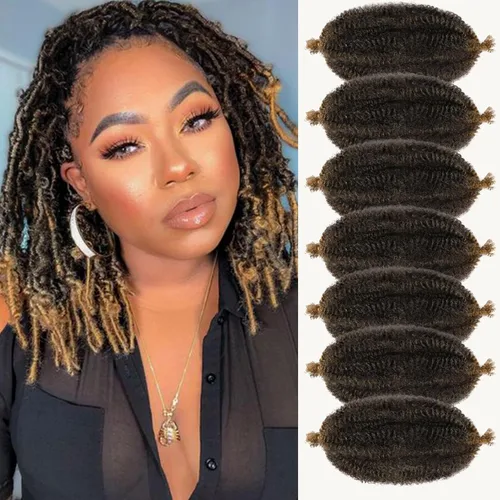 Miniatura 49 de Marley Twist - Cabello trenzado de 16 pulgadas, cabello afro trenzado elástico, paquete de 7 paquetes, cabello rizado rizado ombré, marrón Marrón