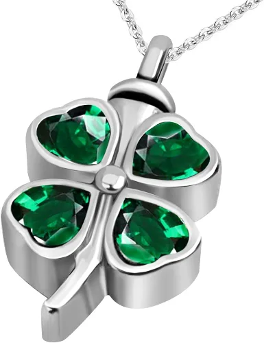 JMQJewelry Collar de urna de cremación de trébol de la suerte para cenizas, colgante de recuerdo conmemorativo para mujeres, niñas, hombres, joyas,