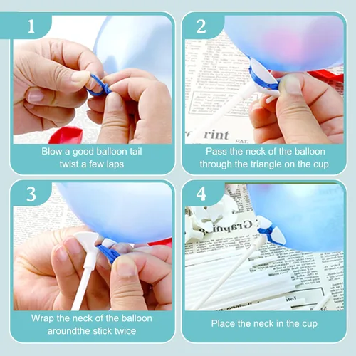 Miniatura 3 de PP OPOUNT 320 piezas de varillas para globos, varillas de globos de plástico de 12.6 pulgadas, soportes para globos para aniversario, boda, Blanco