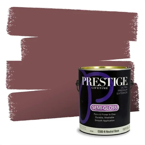 Miniatura 744 de Prestige Paints Pintura exterior e imprimación en uno, 1 galón, plano, coincidencia comparable de Valspar* Amber Rose*