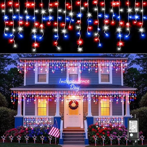 Miniatura 19 de Luces de carámbano, luces de Navidad de 33 pies con 400 LED, 75 caídas, 8 modos, enchufable e impermeable, para festividades, boda, fiesta, hogar