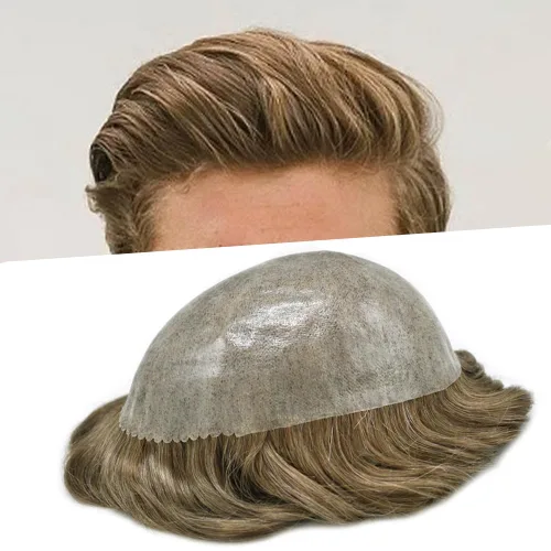 Miniatura 20 de Toupee for Men Hair Piece Real Human Hair Full Poly Skin Mens Toupee Mens Hair System Injected PU Hair System Invisible Hairpiece for
