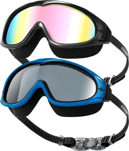 Miniatura 9 de Seago Gafas de natación sin fugas, antivaho para piscina, para adultos, hombres, mujeres, jóvenes, protección UV, visión clara de 180°
