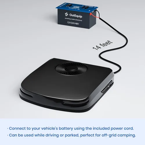 Miniatura 5 de Aire acondicionado de techo RV de 12 V con calentador, aire acondicionado de CC de perfil bajo de 10,000 BTU - A/C silencioso alimentado por batería