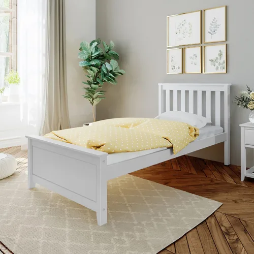 Max & Lily - Cama individual, base de cama con cabecero para niños, listones, color blanco.