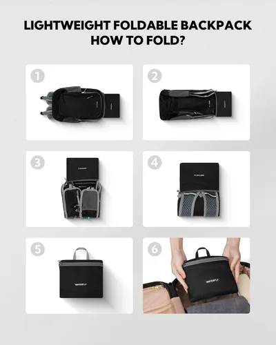 Miniatura 5 de WATERFLY Mochila pequeña y ligera y plegable: 15L Mini mochila de senderismo plegable - Mochila de día compacta ultraligera para mujeres y hombres
