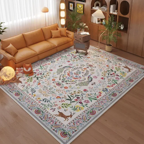 Miniatura 60 de Rugcomf Alfombra de pasillo lavable para cocina 2'6''x8' Alfombra de pasillo para entrada interior floral antideslizante alfombra suave para Azul