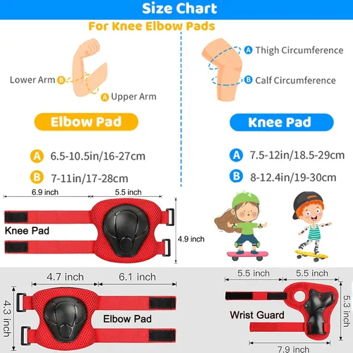 Miniatura 3 de Rodilleras para niños, coderas, protectores 6 en 1, juego de equipo de protección para niños de 3 a 7 años, para niños y niñas, para múltiples