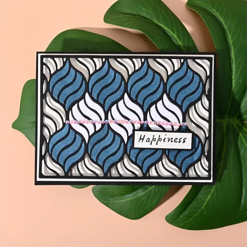 Miniatura 7 de Matrices de metal con marco rectangular ondulado, fondo de marco rectangular de onda hueca, plantillas de corte de boda para álbumes de recortes