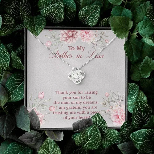 Miniatura 3 de To My Mother in Law Thank You for Raising Your Son to Be the Man of My Dreams Love Knot Collar de joyería collar de regalo con tarjeta de mensaje