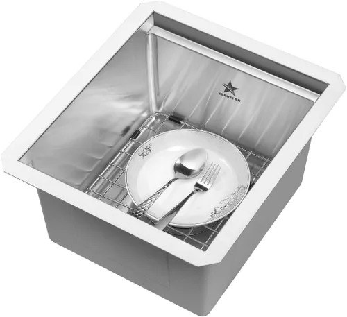 Miniatura 3 de STARSTAR Fregadero de cocina de acero inoxidable 304 de acero inoxidable 304 con rejilla, tabla de cortar, colador con cesta (13 x 15 x 8)