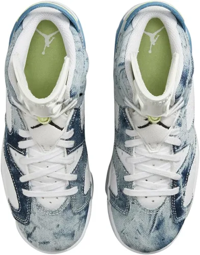 Miniatura 4 de Big Kids Jordan 6 Retro Washed Denim WhtDutch Blue-Citron Tint DM9045 100