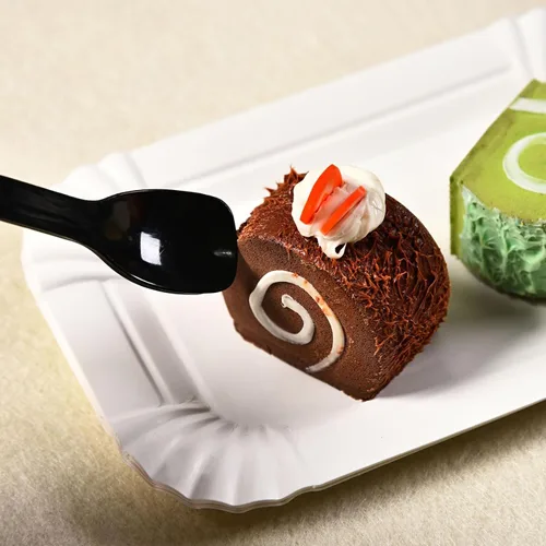 Miniatura 4 de 100 cucharas de helado, cuchara desechable para pastel, cuchara de pudín de yogur de plástico, color negro