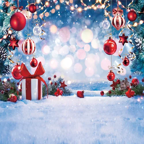 Miniatura 8 de 2.13x1.52m Telón de Fondo de Navidad Sueño de Invierno Maravilla Fotográfica Árbol de Navidad Copo de Nieve Regalo Bola Estrella Roja Telón de Fondo