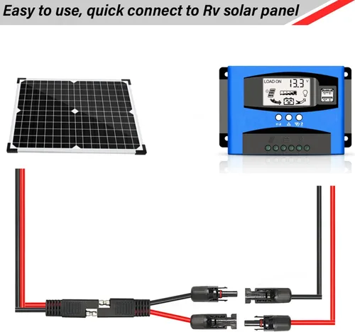 Miniatura 7 de 2 piezas de 1 pie de cable adaptador de panel solar a SAE - Cable de extensión de conector SAE 10AWG para kit de cargador de batería de panel solar
