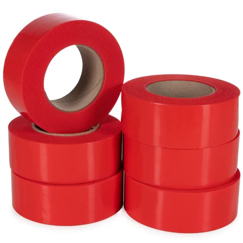 IDL Packaging Cinta de estuco roja de 2 pulgadas x 60 yardas, 6 rollos, resistente – 60 días de larga duración – Se quita sin dejar rastro –