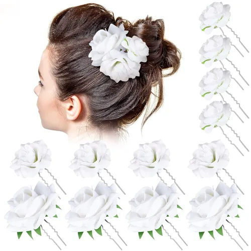 Miniatura 9 de BBTO 12 pinzas para el pelo de rosas, accesorios mexicanos para bailarinas de flamenco, mujeres, flores mexicanas, clips de flores para novia, Negro
