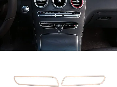 YIWANG Aluminum Alloy Central Control Features Decorative Frame Button Trim 2pcs for Mercedes Benz W205 C-Class 2015 2016 E Class W213 E200l Gold