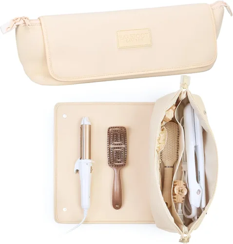 Miniatura 15 de BAREFOOT CARIBOU Bolsa de viaje para herramientas para el cabello y alfombrilla resistente al calor para planchas, alisadoras, rizadores