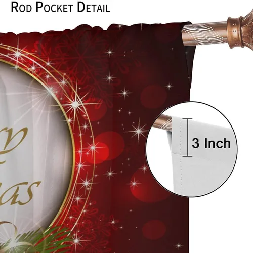 Miniatura 6 de Cortina opaca de Navidad para ventana, campanas de Navidad, festivales, decoración de atmósfera, cortina para sala de estar, habitación