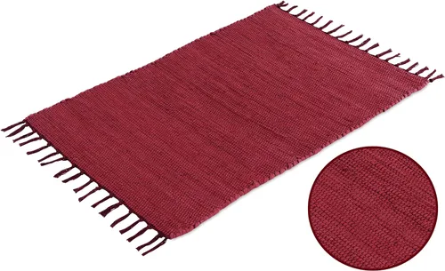 Miniatura 4 de COZY TRENDS Alfombra trenzada a mano, estilo indio, tradicional, colorido, de algodón, Chindi, decoración del hogar, 24 x 36 pulgadas, con flecos