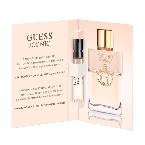 Guess Iconic Women Eau de Parfum - Espray de perfume de prueba para mujer, tamaño de muestra de vial, 0.06 onzas líquidas / 0.1 fl oz
