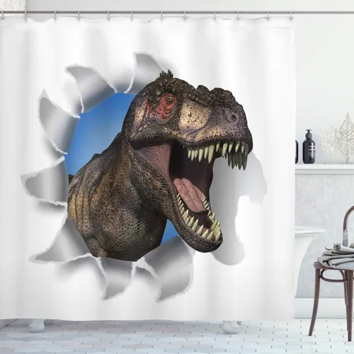 Miniatura 121 de set de cortina para baño decorativa de tela de poliéster con ganchos