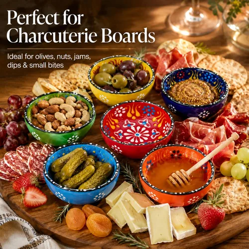 Miniatura 5 de BCS Juego de 6 cuencos de cerámica pequeños para inmersión, tabla de preparación de cocina y charcutería, plato de salsa de soja, platos decorativos
