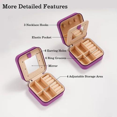 Miniatura 2 de Joyero pequeño para niñas, joyero con inicial de viaje para niñas Caja organizadora de joyas pequeña Joyero de viaje organizador de joyero Mini