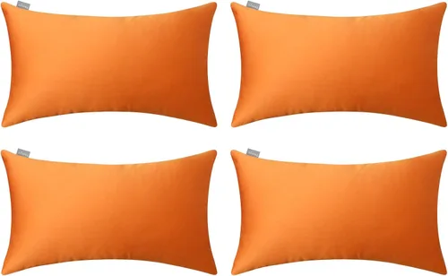 Miniatura 25 de Thmyo - Paquete de 4 fundas de almohada decorativas de 100 % algodón para lumbar, cómodas, sólidas, para Navidad/Halloween, fundas de cojín Blanco