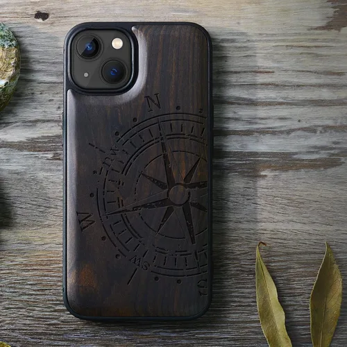 Miniatura 9 de Carveit Funda magnética de madera para iPhone 13 [madera real dura y TPU suave] Funda protectora híbrida de madera única y elegante a prueba