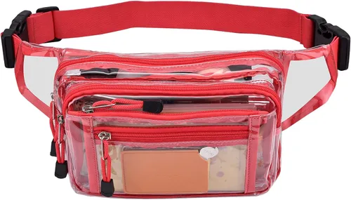 Miniatura 16 de Riñonera transparente aprobada por estadios para mujeres, para el trabajo, bolsa de cintura multiusos para viajes y eventos deportivos, Aguamarina